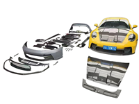 Kit carrosserie style GT3 en plastique PP + pièces aérodynamiques en fibre de carbone sèche pour Porsche 911 992.1