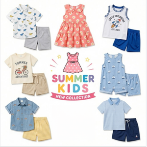 Conjunto de Verano de 2 Piezas para Niños con Solapa Bordada Estilo Preppy, Manga Corta y Pantalones Cargo Anchos, Corte Mixto, Envío de Lote Mixto Aleatorio - Product Image 1