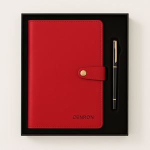 Executive PU Leather A5 Notebook with Button Strap and Pen /Corporate Stationery Gift Box for VIP Client Orders - Product Image 5