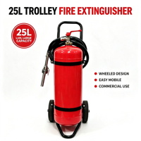 Extincteur à eau sur roues de 25 L, équipement mobile de lutte contre l'incendie pour usine, entrepôt, bâtiment commercial