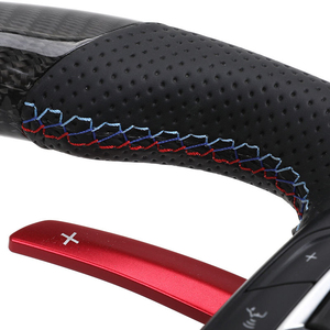 Volant en fibre de carbone avec couvercle de levier de vitesses rouge pour <span class=keywords><strong>BMW</strong></span> F10 F11 F20 F30 F32 F48 M3 M5 E90 E70 - Product Image 4