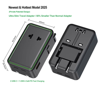 Adaptateur de voyage universel ultra-fin PD 25W 2 USB-C 1 USB-A pour les États-Unis vers l'Europe