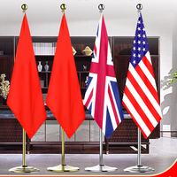 Support de drapeau de luxe en or, argent, acier inoxydable, support de drapeau réglable pour bureau, pour cérémonie