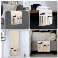 Pochette de rangement créative pour accoudoir de canapé, table de chevet, avec poches latérales, pour journaux, télécommandes et articles divers, antidérapante