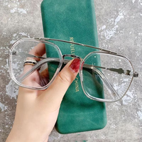Gafas de Alta Gama con Bloqueo de Luz Azul para Hombre, Gafas Ópticas Transparentes con Marco Cuadrado Negro, Anti-radiación