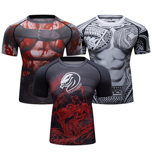 <strong>Custom</strong> Logo Polyester Spandex Sport <strong>T</strong> <strong>Shirt</strong> Men <strong>3d</strong> Sublimation Heat Transfer <strong>Printing</strong> Running Compression Fitness <strong>Shirt</strong> Rash Top - Product Image 4