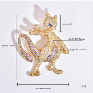 Pendentif Hip-hop Mew Pokémon, style européen et américain, simple, orné de diamants, collier tendance - Product Image 5