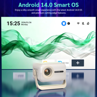 Projecteur intelligent mini A300 Android 14, vente en gros usine 2026, 400 ANSI, décodage 8K, correction trapézoïdale automatique et mise au point automatique, double Wi-Fi, BT5.4, pour la maison