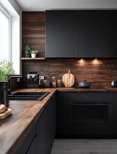 Mueble de Cocina de Madera Maciza de Lujo con Acabado Natural y Encimera de Cuarzo, Juego Completo - Product Image 5