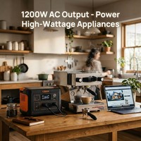 Station d'alimentation portable LiFePO4 1200W avec panneau solaire 200W, générateur solaire 1000Wh pour le camping, la maison et les situations d'urgence