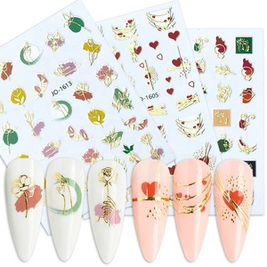 Nail Art Sticker Abstract Flower Leaf Figure Bronzing Art DIY Sticker Nail Decoration Decal for Nail Salon