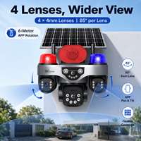 Caméra solaire extérieure Wistino 4G avec carte SIM, trois objectifs PTZ, rotation panoramique/inclinaison/zoom à 360 degrés, étanche IP66, 12MP HD, alimentée par énergie solaire, pour ferme, AOV