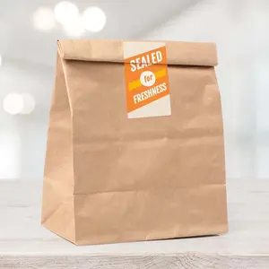 カスタム環境にやさしい食品グレードは、ファーストフード配送バッグ用のクラフト紙袋ラベルロール包装安全シールステッカーを取り出します