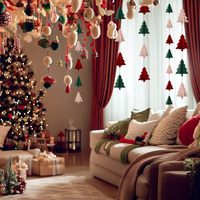 2.5m 10 pièces 3D vert arbre papier banderoles Xmas forêt guirlande décoration fête fournitures suspendu arbre de noël bannière toile de fond