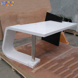 L a forma di tavolo da ufficio azienda <span class=keywords><strong>Design</strong></span> moderno studio odontoiatrico medico tavolo bianco nero in marmo artificiale tavolo da ufficio - Product Image 5