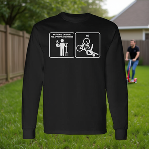 Camiseta de manga larga con estampado serigráfico de miembros del grupo My Friends Enjoying Age Appropriate Hobbies, cuello redondo, talla adulta, unisex - Product Image 3