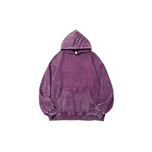 Custom Logo Hoodie Men Oversized Cotton French Terry Washed Hooded Sweatshirt Solid Color Casual Autumn Wear - Product Image 3