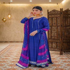 นักออกแบบปาร์ตี้หนักสวมชุด anarkali ชุดเดรสสําเร็จรูปสวมใส่แบบดั้งเดิมของอินเดีย - Product Image 3