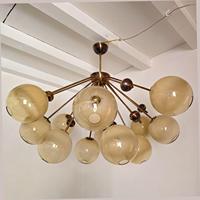 Lustre moderne en forme de boule ronde pour salon, style nordique créatif, boule de verre soufflée à la main, lustres en verre pour salon