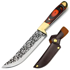 سكين الشعب المعروفة بالجملة سكين قصير الشفرات الثابتة سكين في الهواء الطلق للتخييم مقبض خشبي سكين الصيد للشواء OEM المخصصة