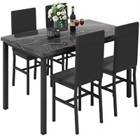 Meubles de salle à manger modernes, ensemble table à manger en marbre avec chaises en cuir PU à ossature métallique pour la cuisine et le salon