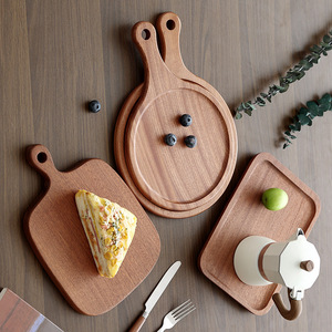 Tabla redonda de madera maciza con asa para servir comida y para fiestas - Product Image 4