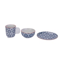 Service de table en porcelaine 2 pièces : 2 grandes assiettes, 2 bols, 2 tasses