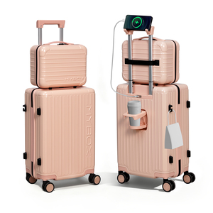 กระเป๋าเดินทางแบบแข็ง อลูมิเนียม ล้อหมุนได้ พร้อมพอร์ต USB และที่<span class=keywords><strong>ว</strong></span>างแก้ว ป้องกันรอยขีดข่วน ป้องกันการโจรกรรม ได้รับการรับรองจากสายการบิน - Product Image 1