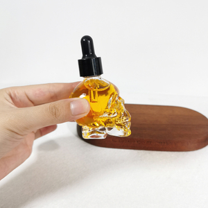 Custom Hot Design 1oz 30ml clear <strong>Skull</strong> Shaped <strong>Glass</strong> Essential Oil <strong>Bottle</strong> With Chosen Dropper - Product Image 4