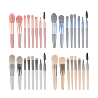 Ensemble de 8 mini-pinceaux de maquillage portables haut de gamme pour le visage, idéal pour les voyages, application de fond de teint, blush, fard à paupières et poudre