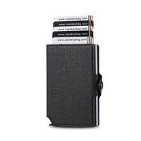 Porte-cartes OEM à éjection automatique en cuir à motif de pierre PU personnalisé Carteras Hombre RFID NFC bloquant les hommes Mini portefeuille