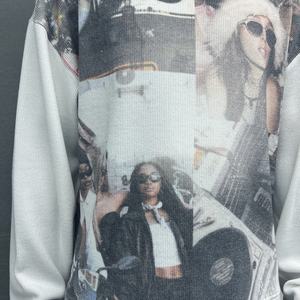 Camiseta de Diseño con Hombros Caídos y Cuello Redondo, Camiseta Informal Térmica de Estilo Waffle, Camiseta Holgada de Manga Larga con Estampado para Hombre - Product Image 4