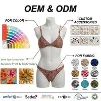 Ensemble de bikini à imprimé numérique écologique personnalisé par le fabricant, à rayures zébrées, bretelles réglables, coupe brésilienne, maillot de bain