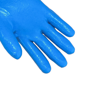 Gants de travail OEM bleus entièrement enduits de nitrile, avec doublure tricotée en coton cousue, finition sablée, résistants aux huiles et aux produits chimiques, pour usage industriel - Product Image 4