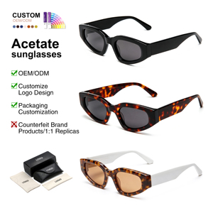 แว่นกันแดดโพลาไรซ์ทรงสี่เหลี่ยมมุมฉากอะซิเตท UV400 ขอบหนาทรงเพชร OEM - Product Image 1