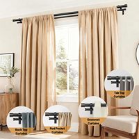 Tringles à rideaux doubles décoratives robustes de 1 pouce, extensibles, avec embouts classiques, noires, 66-120/32-144 pouces
