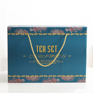 Nuovo arrivo set da tè in ceramica oro verde 8 pezzi con vassoio sei tazze in <span class=keywords><strong>porcellana</strong></span> piattino teiera per regali per caffè - Product Image 6