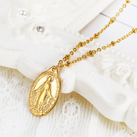 Bijoux madona Mary en or 18k, pendentifs, pièce de monnaie ovale, de couleur or 18k, avec de la vierge marie, accessoires réligieux, 4 tailles