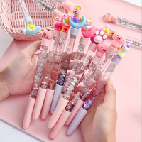 Stylo gel mignon à motif de dessin animé, corps brillant avec paillettes, papeterie Kawaii pour filles, école, bureau, cadeau, encre noire 0,5 mm
