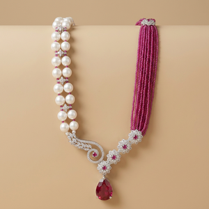 Hermoso y elegante conjunto de colgantes de diseño con piedras publicitarias y perlas para mujeres y niñas, colección de ropa para bodas y fiestas - Product Image 1