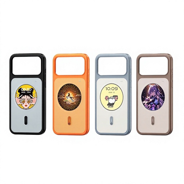 Fashion Smart E-Ink Mobile Phone Case DIY Round Display Screen Protective Shell Selfie Monitor for iPhone 17/17 Pro/17 Pro Max