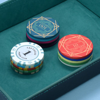 Jetons de poker en céramique à paillettes fantaisie, étui de présentation en acrylique personnalisable pour cadeaux de mariage, ensemble cadeau, vente en gros