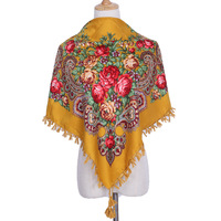 2025 Style ethnique femmes printemps été musulman respirant Floral cadeau foulard châle Vintage imprimer 90cm petit foulard carré
