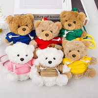 Tersedia Grosir Gantungan Kunci Boneka Beruang Hoodie Warna-warni Bahan PP Cotton Mainan Boneka Lembut Hadiah Ulang Tahun untuk Anak-anak Grosir