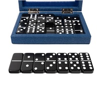 Carreaux de domino de style marbre spéciaux motif logo imprimé sur le dos personnalisé 28 pièces ensemble de jeu de domino en mélamine