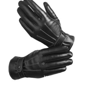 Gants en cuir à doigts entiers, taille unique, unisexe, pour la conduite en moto en plein air, compatibles avec les écrans tactiles, imperméables, coupe-vent, doublés de polaire - Product Image 4