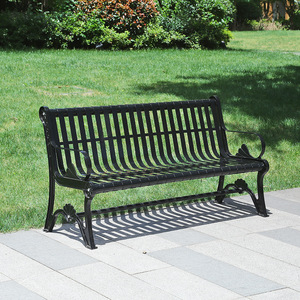 Heavy Duty Outdoor <b>Metal</b> Patio <b>Bench</b> Armrest Modern Iron Public Seating <b>Garden</b> Street 4-Seater- Commercial Use - Product Image 1