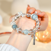 Bracelets tendance en cristal de quartz géométrique faits à la main avec pendentif en argent - Cadeau pour femme