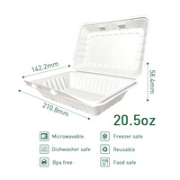 Conteneur alimentaire à emporter articulé en MFPP de 20,5 oz, jetable, type coquille, pour la préparation de repas à emporter
