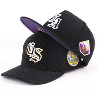 Gorras de Béisbol Vintage de 5 Paneles Bordadas al por Mayor, Gorras Snapback de Pana con Visera Plana para Hombre, Estilo Hip Hop y Deportivo